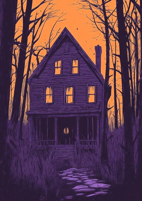 Haunted house in the wood illustration halloween building. | free image by rawpixel.com / Pitcha Benrohman Horror House Illustration, Halloween Haunted House Wallpaper, Creepy House Illustration, Haunted Forest Illustration, House Illustration Art, Home Illustration House, Haunted House Background, Haunted House Illustration, Haunted House Painting