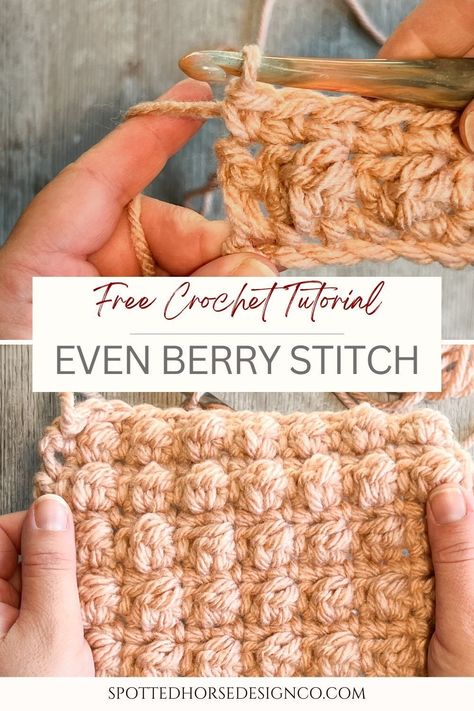 This easy crochet tutorial guides you through creating the even berry stitch, perfect for adding a touch of elegance to your projects. Suitable for crocheters of all levels. Berry Stitch Crochet, Berry Stitch, Spotted Horse, Chunky Crochet Blanket Pattern, Crochet Stitch Tutorial, Crochet Placemat Patterns, Crochet Phone Cases, Chunky Crochet Blanket, Crochet Winter Hats