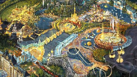 Vladimir Putin Approves $4B "Russian Disneyland" - Hollywood Reporter Concept Art Disney, Theme Park Planning, Theme Park Map, Planet Coaster, Disney Imagineering, Disney Concept Art, Parc D'attraction, Parking Design, Moscow Russia