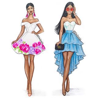 Summer outfit: Left 🌺 or Right 🌊??? #outfitideas #outfitinspiration#fashionart #instafashion #fashionsketch #lenasoafrican #summer #summertime #summeroutfit #summerfashion Spring Outfits Drawing, Drawing Summer, Outfits Drawing, Fashion Model Sketch, Designer Summer Dresses, Dress Illustration, Fashion Drawings, Dress Design Drawing, Fashion Illustration Sketches Dresses