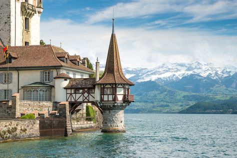 Switzerland Tourist Attractions, Famous Lighthouses, Switzerland Hotels, Largest Waterfall, Castle Hotel, Switzerland Travel, Picture Postcards, Beautiful Castles, Historic Homes