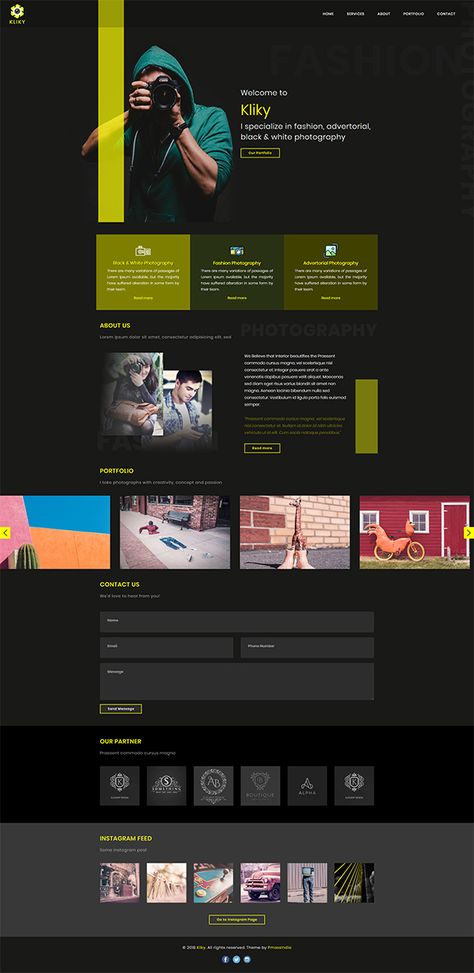 Kliky - Photography Website Template Photographer Graphic Design, Music Websites, Photography Website Templates, Photography Portfolio Website, Photography Website Design, Portfolio Website Template, Music Website, Graphic Design Brochure, Minimal Photography