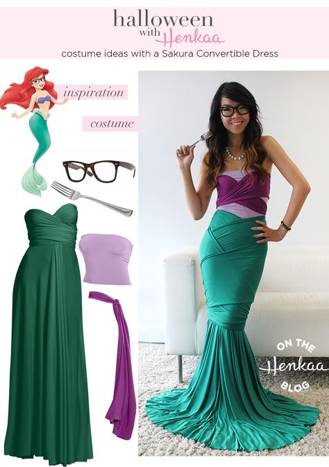 ALINA Hipster Ariel Costume - Get your Halloween costume inspiration and learn how creative you can get with a convertible dress! #henkaaween Hipster Ariel, Ariel Costume, Ariel Costumes, Costume Carnaval, Little Mermaid Costume, Hallowen Costume, Diy Kostüm, Convertible Dress, Mermaid Costume