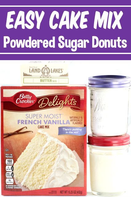 Easy Donut Recipe Baked Easy Cake Mix Donut Recipe, Box Cake Donut Recipe, Pampered Chef Donut Mix Recipes, Box Cake Mix Donuts Fried, Donuts Using Cake Mix Recipe, Cake Mix Donuts Fried, Yellow Cake Mix Donuts Baked, Powder Donut Cake, Cake Batter Donuts Baked