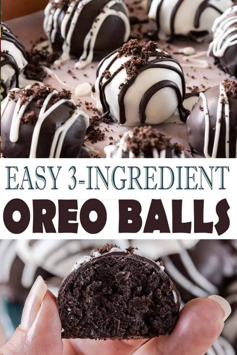 Oreo Ball Truffles, Christmas Truffles Easy 3 Ingredients, How To Make Oreo Truffles, Oreo Truffles Recipe Easy, Oreo Cake Balls Recipe, No Bake Oreo Truffles, Easy Treats For A Crowd, Bored Recipes, Easy Truffles No Bake