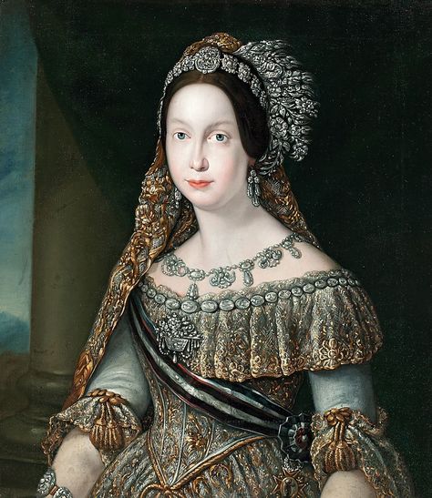 Queen Isabella Of Spain, Women In Paintings, Spanish Empire, Isabel Ii, Aspiring Artist, Portrait Paintings, Hair Painting, Fashion Portrait, Hair Ornaments