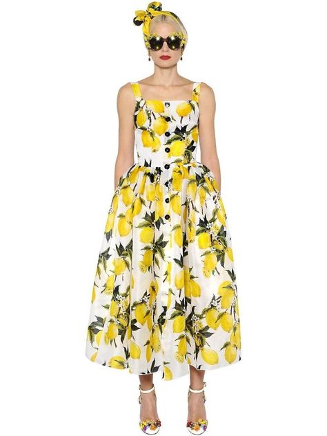 Lemons Print, Catwalk Dress, Lemon Print Dress, Make Lemonade, Lemon Dress, Lemon Print, Poplin Dress, Fruit Print, Luxury Shopping