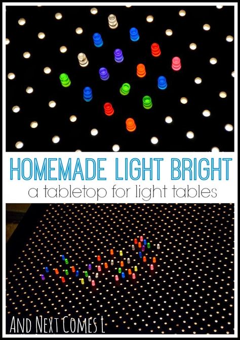 Homemade light bright - a DIY project that converts your light table into a light bright from And Next Comes L Science Activities For Infants, Curly Wedding Hairstyles, Activities For Infants, Diy Light Table, Table Activities, Bright Table, Lite Brite, Diy Light, Light Board