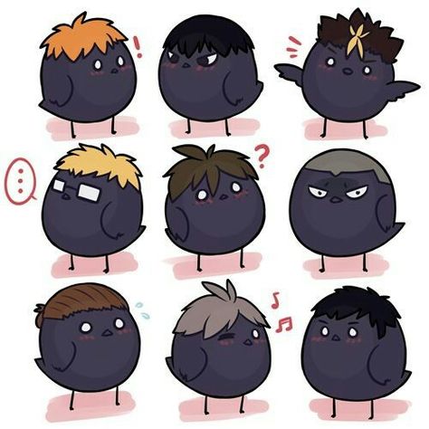 Chibi crows Karasuno As Crows, Haikyuu Crows, Karasuno Crows, Karasuno Fly, Haikyuu Karasuno, Anime Printables, Haikyuu Wallpaper, Haikyuu Funny, Haikyuu Manga