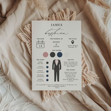 Elevate your wedding details with our elegant Best Man Info Card ✨ Perfectly designed to add a touch of sophistication to your special day. 💍✨ #WeddingStationery #BestMan #WeddingDetails #ElegantWeddings #KhobWedding #weddingstationerydesigner #weddingideas2024 #customweddingstationery #customstationery #zazzlemade Groomsman Speech, Stationery Essentials, Custom Wedding Stationery, Reception Card, Engagement Party Invitations, Custom Stationery, Wedding Programs, Your Special, Save The Date Cards