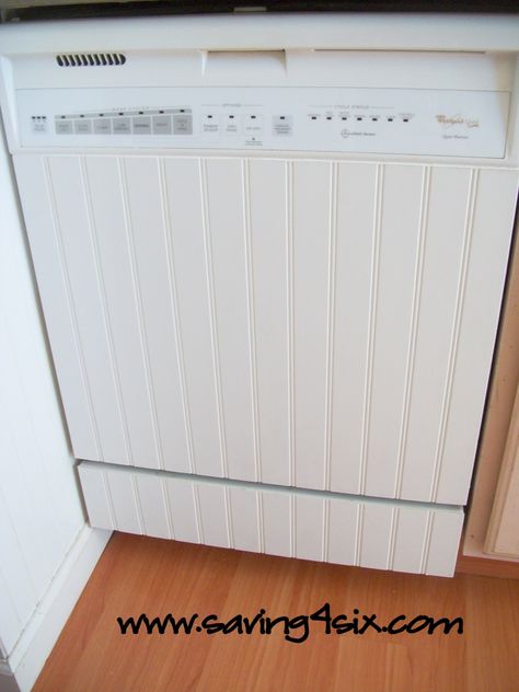 DIY Dishwasher Facelift.  Bead board front panel glued in place.  Paint the same color as the cabinets. Rental Kitchen, Frugal Girls, Bead Board, Kitchen Redo, Farmhouse Sink, Kitchen Makeover, Diy Kitchen, Home Fashion, A Kitchen