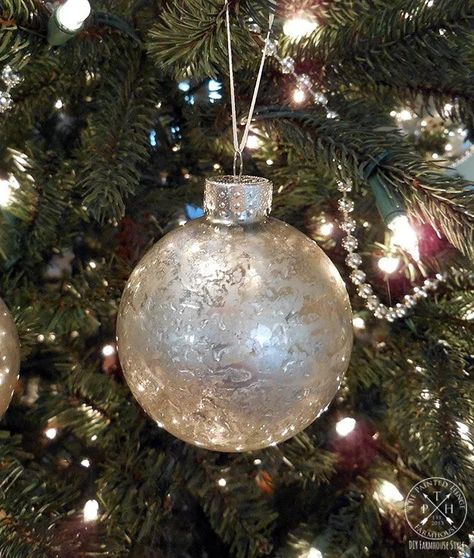 I love mercury glass ornaments, but I don’t love the price tag on the real ones! That’s when I decided to try making some faux ones so I could cover my tree with them without breaking the bank!
 
 Make these mercury glass Christmas ornaments with this recommended spray paint  that Amazon reviewers swear by! Here’s what you need for this project:  Darice 12-Piece Heavy Duty Glass Balls Clear Glass, 70mm  Rust-Oleum Specialty Mirror Effect Spray  Rust-Oleum 210849 Hammered Metal Finish S… Mercury Glass Diy, Easy Christmas Ornaments, Mercury Glass Christmas Ornaments, Weekend Crafts, Mercury Glass Christmas, Mercury Glass Ornaments, Ornament Tutorial, Easy Christmas Diy, How To Make Diy