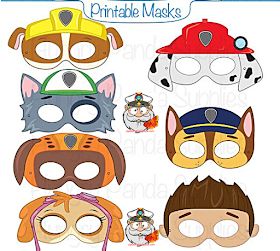 Paw Patrol Masks, Pet Care Printables, Paw Patrol Favors, Paw Patrol Stickers, Paw Patrol Printables, Paw Patrol Cupcakes, Coloring Mask, Fireman Party, Printable Masks