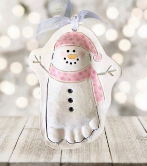 Baby'S First Christmas Ornament - Get It Now! For more details, click to visit Amazon.com. Footprint Snowman, Foot Print Art, Footprint Ornament, Baby Christmas Crafts, Easter Pottery, Footprint Keepsake, Handprint Ornaments, Baby Christmas Ornaments, Baby Keepsakes