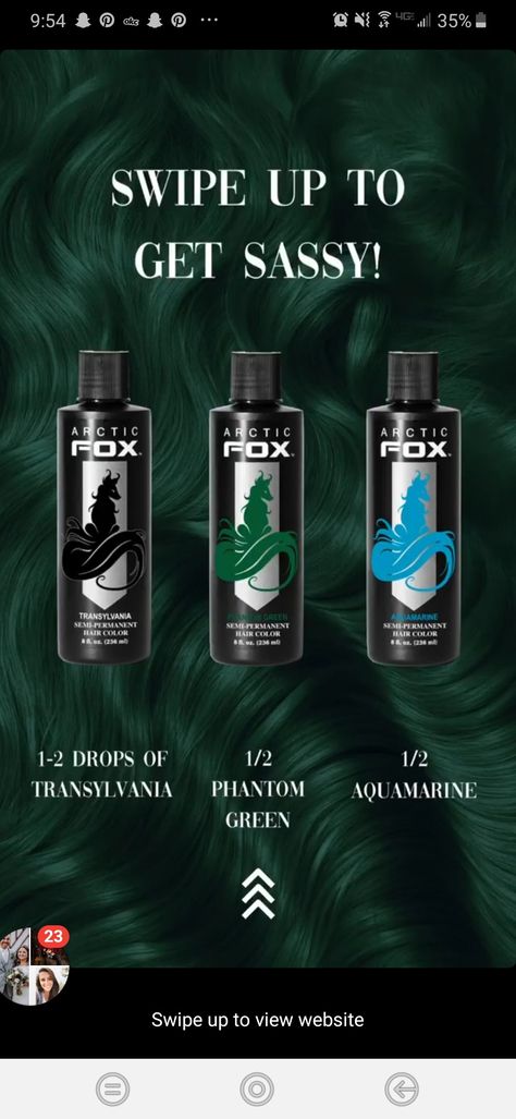 Arctic Fox Green Hair, Arctic Fox Aquamarine On Brown Hair, Arctic Fox Green Mixes, Mixing Arctic Fox Colors, Arctic Fox Mixology, Arctic Fox Color Mixes, Artic Fox Hair Dye Mixes, Arctic Fox Hair Dye Combinations Purple, Arctic Fox Green