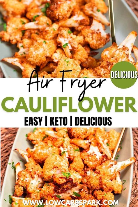 This Air Fryer Cauliflower is a super easy side dish that no one can resist. Ready in less than 15 minutes, learn how to make the best air fried cauliflower with crisp edges that's flavorful and tender. Best Air Fryer Cauliflower, Air Fried Cauliflower, Air Fryer Cauliflower, Cauliflower Side Dish, The Best Air Fryer, Best Air Fryer, Air Fry Recipes, Carb Snacks, Low Carb Side Dishes