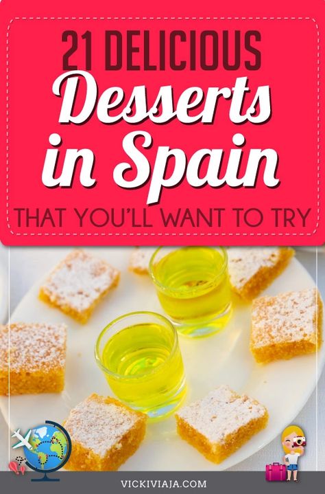 Let's get lost together in the world of Spanish desserts. In this article, an expat from Spain introduces you to the 21 best authentic desserts from Spain that you have to try while traveling Spain. Those traditional desserts from Spain are the perfect treat for all foodies and every sweet tooth #Vickiviaja Spain Desserts Traditional, Spanish Desserts Traditional, Spanish Desserts Easy, Spain Dessert, Spanish Desserts Spain, Food From Spain, Desserts From Spain, Foods From Spain, Authentic Desserts