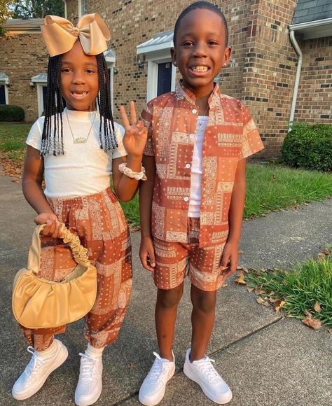 Brother Sister Matching Outfits, Matching Kids Outfits, Black Kids Fashion, Matching Sibling Outfits, Cute Black Babies, Sibling Outfits, Toddler Hairstyles Girl, Fashion Baby Girl Outfits