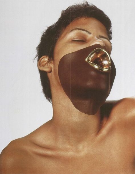 Omahyra Mota by Richard Burbridge for Another Magazine Spring/Summer 2002 Body Extension, Conceptual Jewelry, Richard Burbridge, Ceramic Fashion, Another Magazine, Conceptual Fashion, Body Accessories, Damien Hirst, Jewellery Inspiration