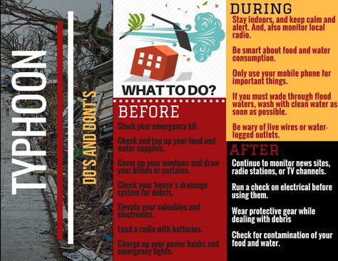 Brochure About Typhoon, Brochure About Typhoon Preparedness, Disaster Preparedness Brochure, Typhoon Brochure, Weather Science, Emergency Preparedness Kit, Free Brochure Template, Free Brochure, Graphic Design Infographic