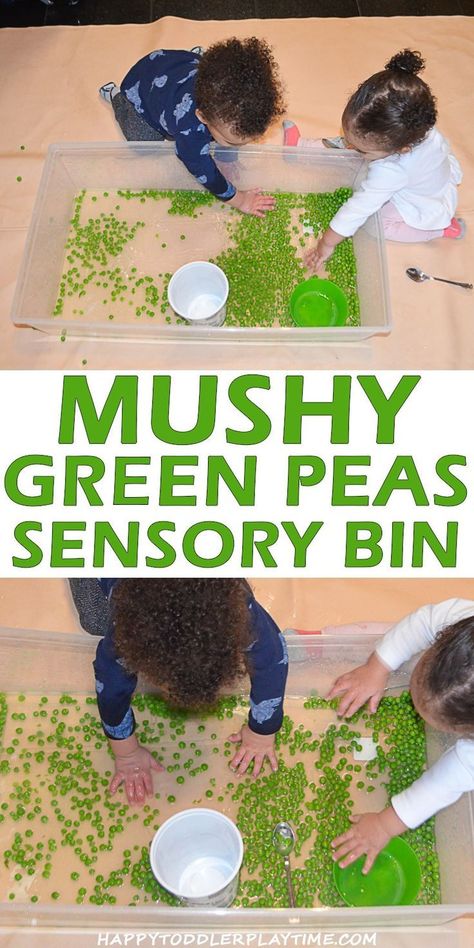 Mushy Green Pea Sensory Bin – HAPPY TODDLER PLAYTIME #sensoryplay #toddleractivities #preschool Taste Safe Sensory, Green Activities, Sensory Bags, Toddler Homeschool, Easy Toddler Activities, Baby Sensory Play, Toddler Sensory, Easy Toddler, Messy Play