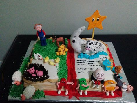 Birthday Rhymes, Nursery Rhyme Party, Fondant Creations, Nursery Rhyme Theme, Book Cakes, Twin First Birthday, 9th Birthday Parties, Mickey Mouse Party, Humpty Dumpty