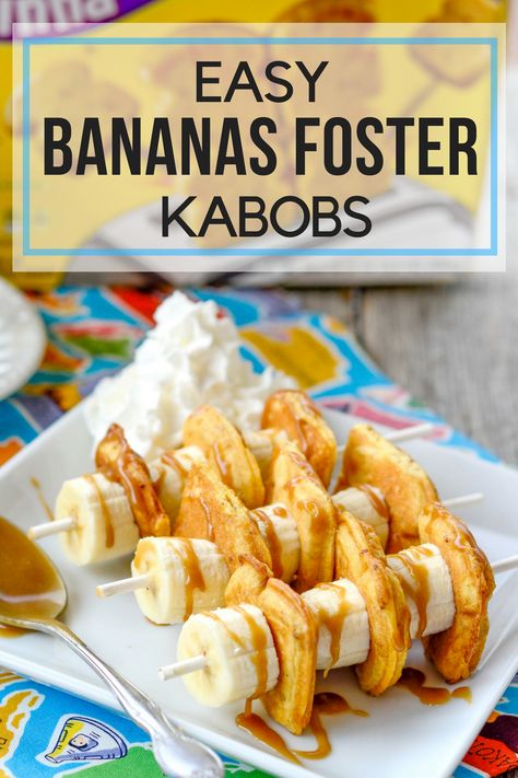 Kids and adults will love these easy to make Bananas Foster Kabobs #LeggoMyEggo #HearTheNews #CollectiveBias#LeggoMyEggo #HearTheNews #CollectiveBias AD Cake Kabobs, Dessert Kabobs, Cinnamon Caramel, Kid Friendly Snack, Bananas Foster, Layered Desserts, Sweet Recipes Desserts, Quick And Easy Breakfast, Desserts Recipes