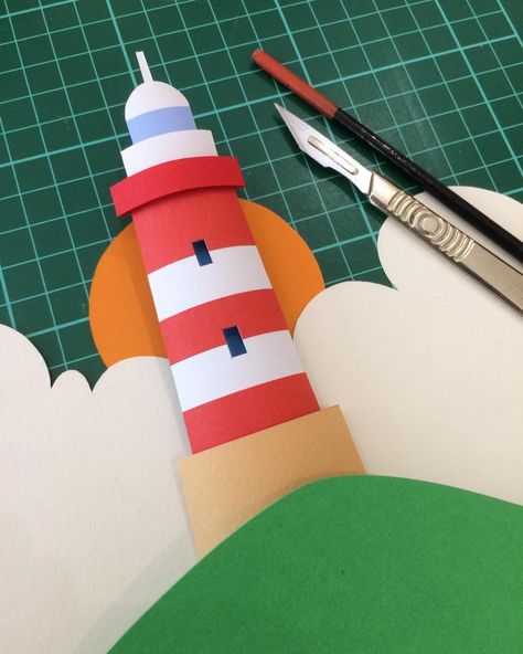 Graham Lester on Instagram: “Making a paper lighthouse at fitch & fellows gallery in Thame we had a very pleasant Oxford Art Weeks hosted by Susannah of fitch & fellows…” Paper Lighthouse, Preschool Centers, Craft Lights, Light House, Paper Cutout, Paper Cut, Lighthouse, Diy And Crafts, Preschool