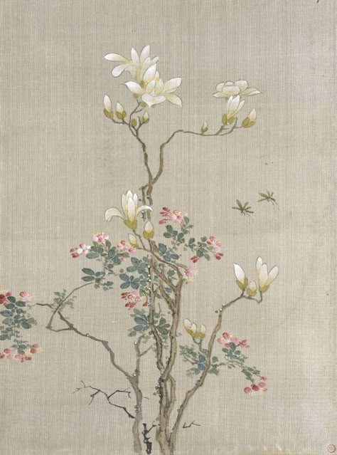 Wasp, Red Flower & Foliage - V&A | SurfaceView Asian Inspired Bedroom, Pattern Composition, Korean Painting, Morris Wallpapers, Walls Art, Flower Wallpapers, Room Painting, Chinoiserie Style, Chinoiserie Wallpaper