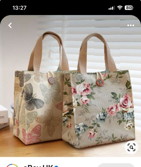 Fabric Bag Patterns, Small Tote Bag Pattern, Canvas Gift Bag, Printed Canvas Bag, Bento Bag, Tote Bag With Zipper, Bento Bags, Jute Tote Bags, Bag Pattern Free