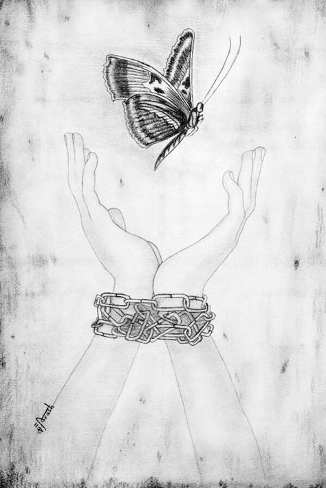 : "Dreams of Freedom" by E, a Villawood detainee in #Australia. #refugee #art4change #art4mentalhealth Refugees Art, Kristina Webb, Freedom Art, Model Tattoo, Drawing Hair, Dark Art Drawings, Pencil Art Drawings, Drawing Lessons, Butterfly Art