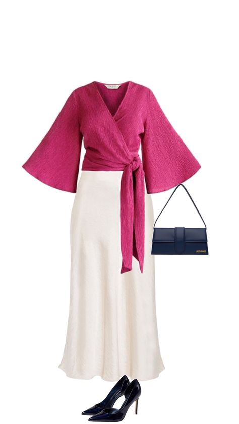 feminin look which represents elegance and youthfulness| elegant and modest outfit Soiree Outfit, Modest Outfit, Modest Outfits, Classy Outfits, Pink, Blue