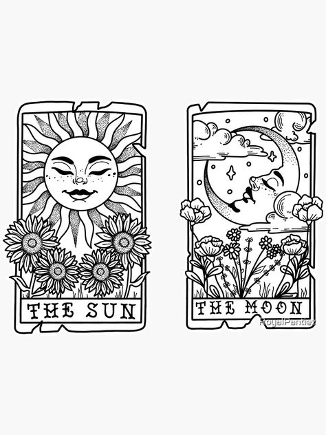 Tarot Card Sun Tattoo, Tarot Cards Tattoo, The Sun And The Moon Tattoo Tarot, Sun And Moon Tarot Card Tattoo, Sun And Moon Tattoo Matching Tarot, Sun Moon Tarot Card Tattoo, Sun Moon And Stars Tarot Tattoo, Sun And Moon Tarot, Moon Sun Tattoo