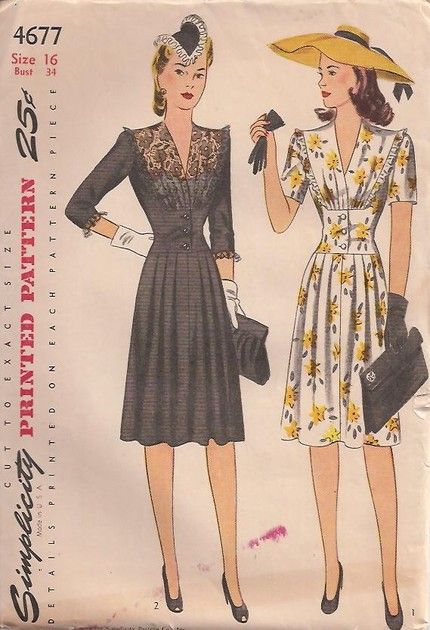 1940s Dress Pattern, 1940's Fashion, Patron Vintage, Fashion 1940s, 40s Dress, 1940s Style, Vintage Dress Patterns, 40s Fashion, 1940s Dresses