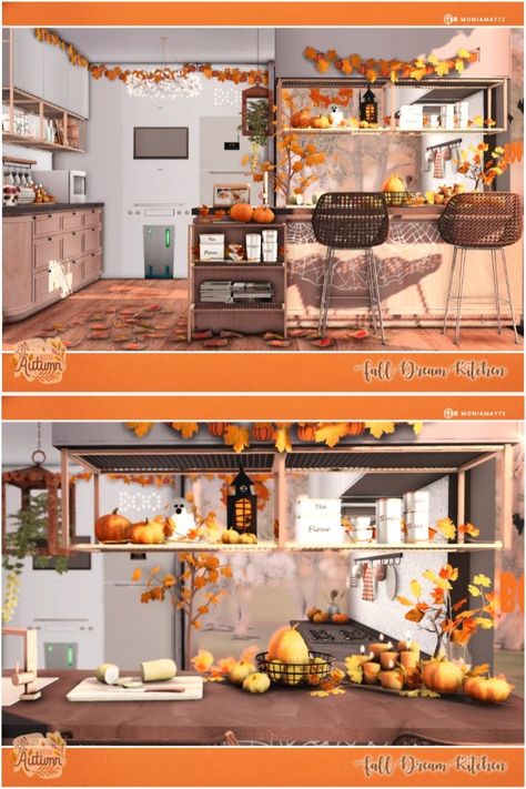 Bedroom Sims 4, Sims 4 Seasons, Sims Challenge, Fall Patio, Autumn Room, Fall Furniture, Sims 4 Kitchen, Sims 3 Mods, Sims 4 Bedroom