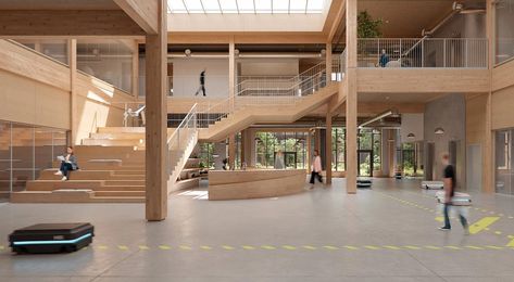 Cobot hub - robotics campus in odense, denmark | 3xn architects | 3XN Odense Denmark, Traditional Office, Employee Wellness, Open Office, Research And Development, Concept Architecture, Create Space, Robotics, Commercial Interiors