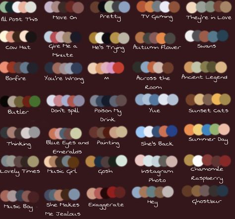 Tiefling Color Palette, Nail Color Pallets, Wcue Morph Color Pallete, Wcue Color Palette, Fursona Color Palette, Warrior Cats Color Palette, Hair Wrap Color Combos, Wcue Morph Color Palette, Wcue Color Palette Ideas