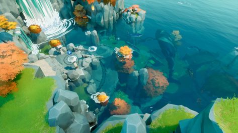 Stylized Water, Game Background Art, 3d Environment, Dreamy Artwork, Game Environment, Low Poly Art, Game Background, Game Concept Art, Fantasy Art Landscapes