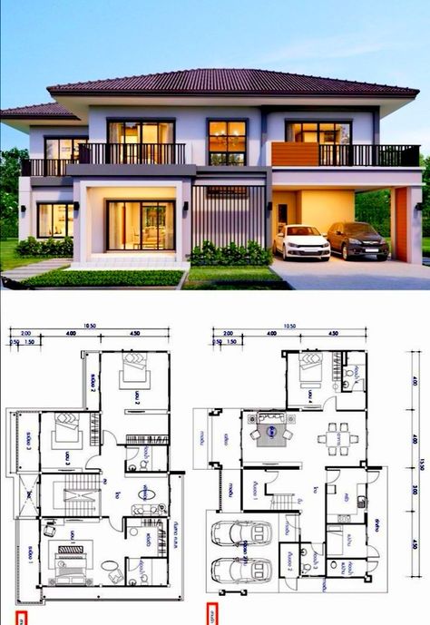 Villa Tugendhat, 6 Bedroom House Plans, Home Designs Exterior, Bedroom Bungalow, 5 Bedroom House Plans, Modern House Floor Plans, 2 Storey House Design, House Plans Mansion, Two Story House