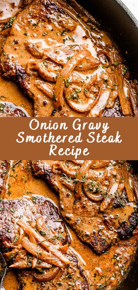 Sirloin Dinner Recipes, Creative Steak Recipes, Southern Steak Recipes, Sir Loin Steak Recipes, Salsbury Steak Onion Gravy Recipe, Spoon Steak Recipes, Sauteed Steak Recipes, Onion Gravy Mix Recipe, Salisbury Steak Garlic Mashed Potatoes Mushroom And Onion Gravy