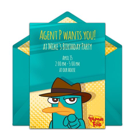 Customizable, free Phineas and Ferb online invitations. Easy to personalize and send for a Phineas and Ferb birthday party. #punchbowl Phineas And Ferb Movie, Phineas And Ferb Birthday, Invitation Disney, Bd Ideas, Phineas E Ferb, Phineas Y Ferb, Online Invitation, Diy Graduation Cap, Leo Birthday