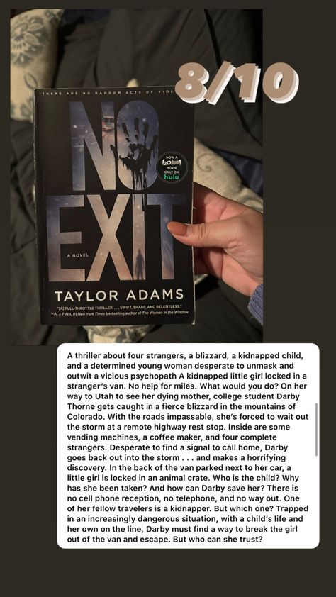 Taylor Adams, No Exit, College Students, Bestselling Author, Books, 10 Things