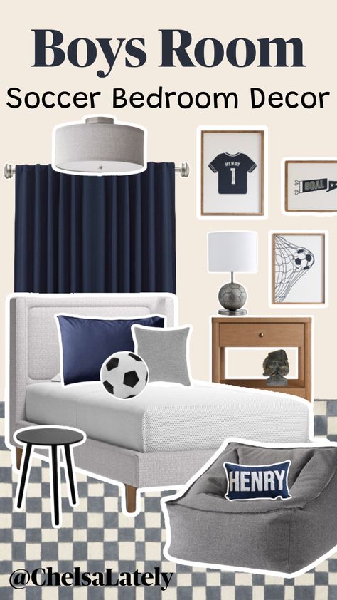 Soccer Room Ideas For Boys Teen Bedroom, Boys Soccer Bedroom Ideas, Soccer Boys Room, Soccer Room Ideas For Boys, Sports Bedroom Ideas, Soccer Bedroom Ideas, Boys Sports Bedroom Ideas, Soccer Kids Room, Boys Sports Bedroom