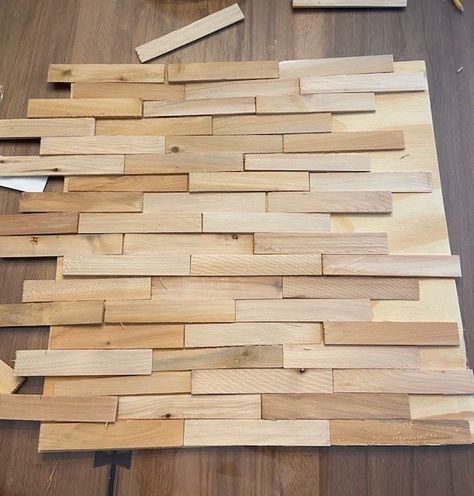 Wood Shim Backsplash, Shims Wall Art, Shadow Box Ideas Shark Teeth, Framed Wood Art, Wood Shim Projects, Wood Shim Wall Art, Shim Wall Art, Wood Shim Wall, Scrap Wood Wall Art