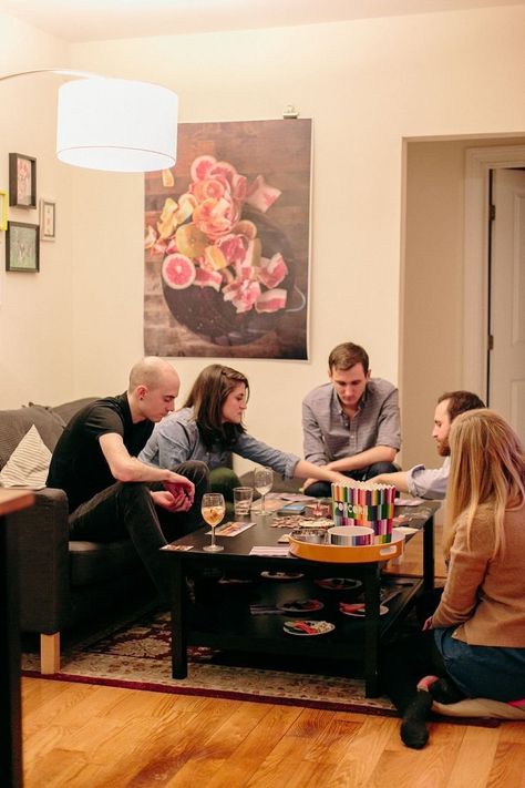 A Friday Board Game Night with Friends, Dinner, Snacks & Sangria http://www.thekitchn.com/friday-board-game-night-with-friends-gatherings-from-the-kitchn-201572 Game Night With Friends, Friend Game Night, Adult Game Night, Friends Dinner, Dinner Snacks, Board Game Night, Night With Friends, Friends Gathering, Dinner With Friends