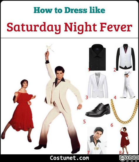 Saturday Night Fever Costume for Cosplay & Halloween 2021 Saturday Night Fever Costumes, Saturday Night Fever Outfit, Saturday Night Fever Costume, 70s Party Outfit, Saturday Night Movie, Tony Manero, Meet Me There, Danny Zuko, Disco Costume