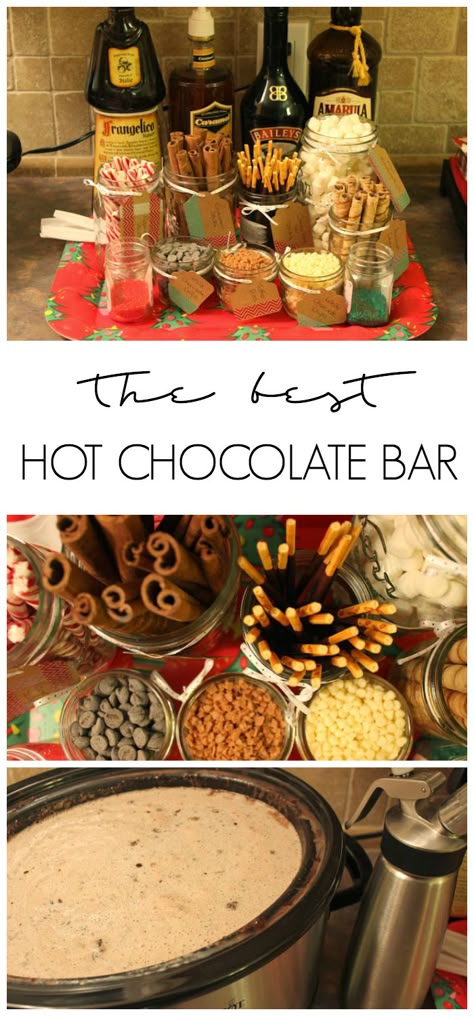 Christmas Hot Chocolate Bar, Hot Chocolate Party, Christmas Party Ideas For Teens, The Best Hot Chocolate, Best Hot Chocolate, Adult Christmas Party, Hot Chocolate Bar, Hot Chocolate Recipe, Chocolate Party