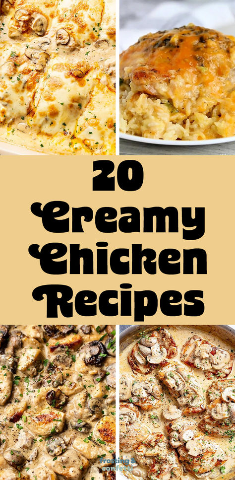 If you're a fan of creamy, indulgent meals and love chicken, then you're in for a real treat. Get ready to tantalize your taste buds with 20 of the most amazing creamy chicken recipes you've ever tasted.  Chicken Gloria. Chicken Thighs With Creamy Mushroom Garlic Sauce. Creamy Chicken Stroganoff. Cheesy Crockpot Chicken And Rice. Creamy Chicken In Oven, Chicken Thigh Recipes With Heavy Cream, Chicken And Cream Recipes, Chicken And Milk Recipes, Creamy Bone In Chicken Thigh Recipes, Cream Of Chicken Recipes With Chicken, Dinner Recipes With Cream Of Chicken, Creamy Chicken Dinner Recipes, Creamy Chicken Sauce Recipes