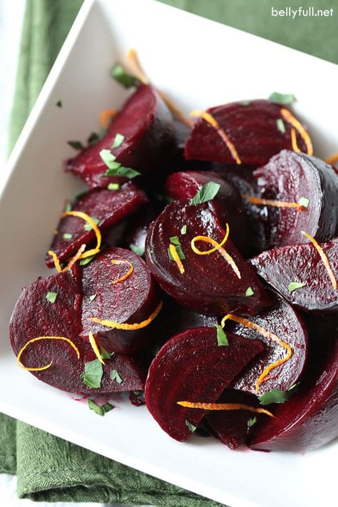 Tender roasted beets are coated with an orange and maple glaze that makes for a fantastic and super easy side dish, great all year round! #roastedbeets #glazedbeets #mapleglazedbeets #orangeglazedbeets #roastedbeetsrecipe Refrigerator Pickled Beets, Canned Pickled Beets, Roasted Beets Recipe, Pickled Beets Recipe, Beet Recipes, Pickled Beets, Easy Side Dish, Eat Seasonal, Maple Glaze