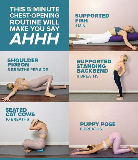 Calm Your Nervous System, Yoga Shoulder, Puppy Pose, Cow Pose, Chest Opening, Body Stretches, Take Five, Chest Muscles, Gentle Yoga